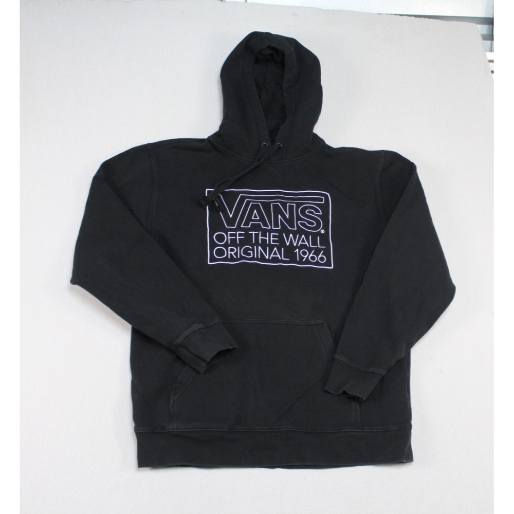 Vans Off The Wall Men Black Sweater Hooded Long Sleeve Small Hole Size Large